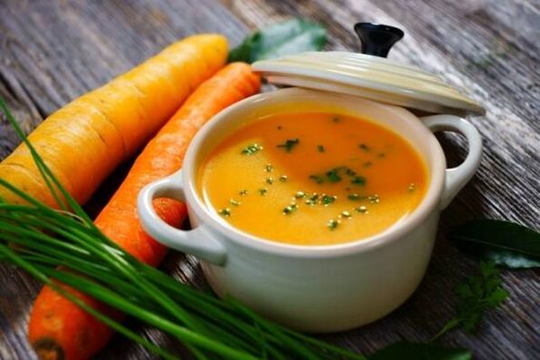 Puree of potato and carrot soup on the menu of a gentle diet for gastritis